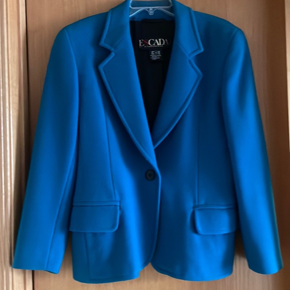 Escada Jackets & Blazers - Vintage Escada Peacock Blue Wool Cashmere Blend Women’s Blazer Size 42